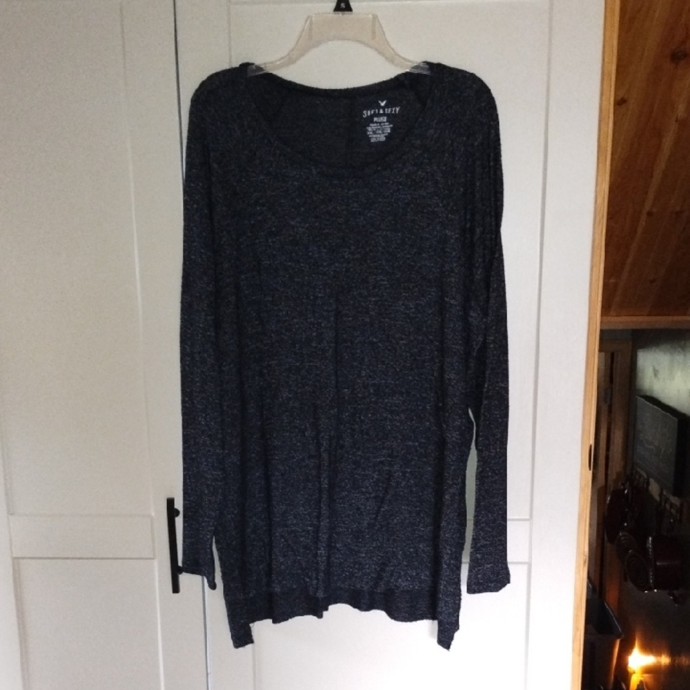 American Eagle Outfitters Women's Dark Heather Gray Lightweight Sweater Top
